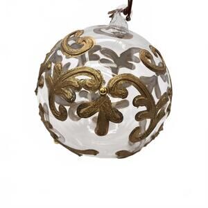 D. Stevens 38-1301 Hand Blown Mercury Glass Hanging Ball Ornament Gold